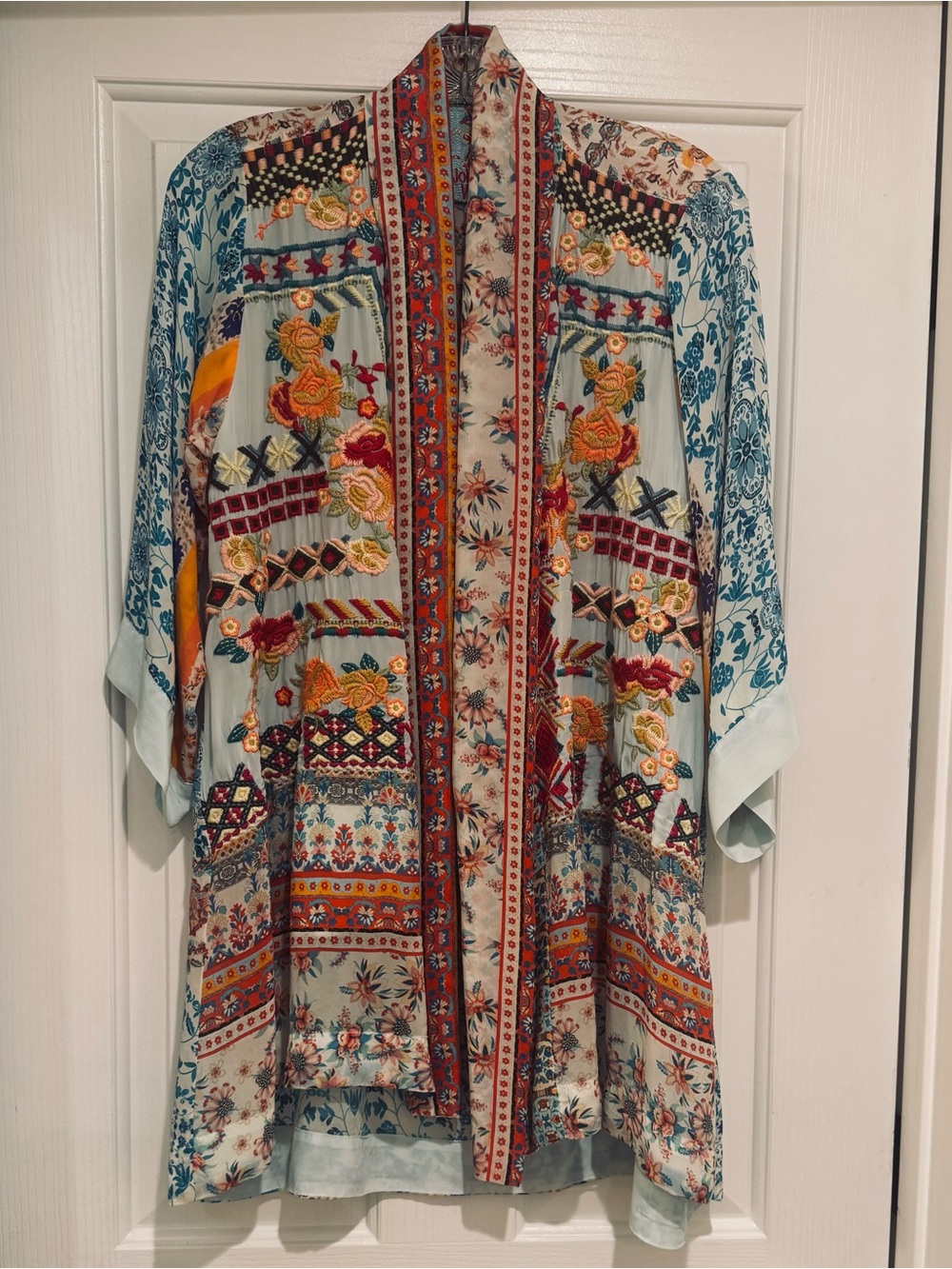 Johnny Was Silk Embroidered Kimono